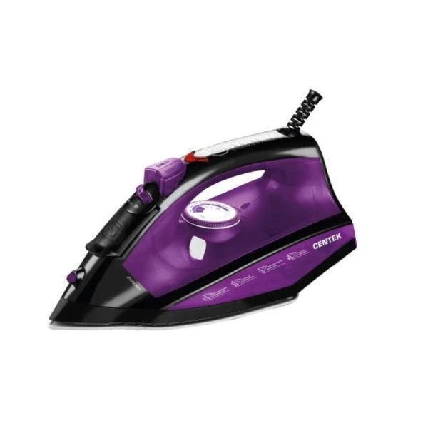 Утюг пластик Centek CT-2355 фиолет 2500Вт 270мл,керам.подошва,капля-стоп,паровой удар,самоочист.(10)