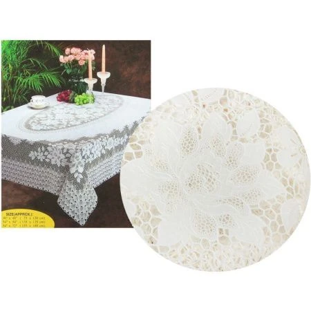 Скатерть 60*104 (150*264см) ПВХ CROCHET бежевая S-412 (24)