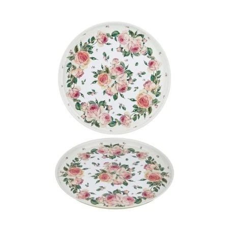 Поднос 33*2,1см окрашенная нерж.сталь ПИОНЫ круглый (20)