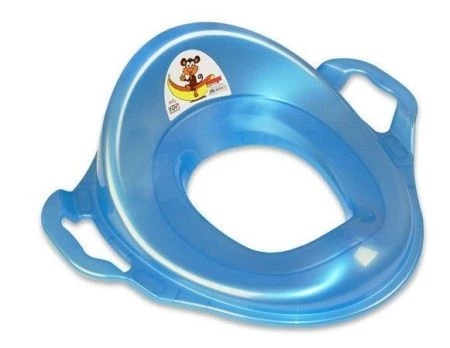 Накладка детская на унитаз (адаптер с ручками) 43*37*15см пластик голубой/голубой перламутр (15)