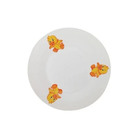 Тарелка детская мелкая 20см фарфор УТЁНОК плоская круглая (12/72)