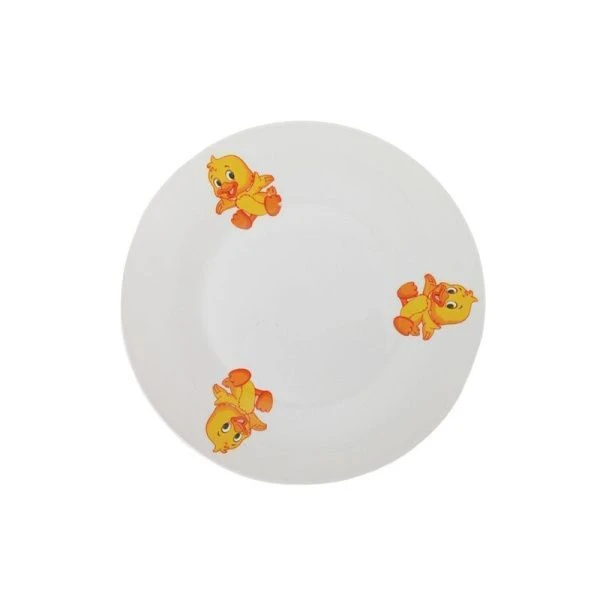Тарелка детская мелкая 20см фарфор УТЁНОК плоская круглая (12/72)
