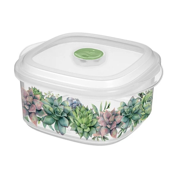 Контейнер пищевой СВЧ 1,6л пластик с клапаном с декором (16) 221199701/00