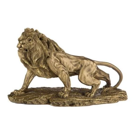 Фигурка Лев на камне 26*48см полистоун бронза с позолотой (1)