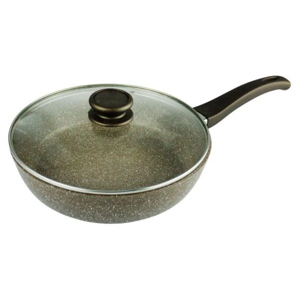 Сковорода 26см алюминий АП АЛТАЙ стекл.крышка съемная ручка soft-touch Мрамор (8)