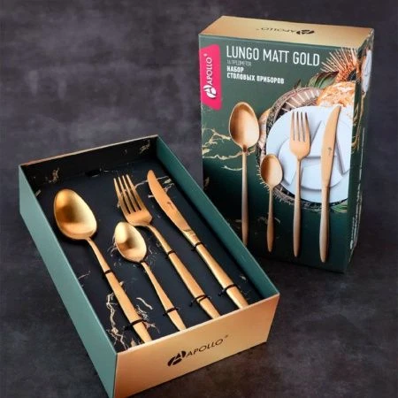 Набор столовых приборов 16пр нерж.сталь Lungo Matt Gold LMG-16 (4)