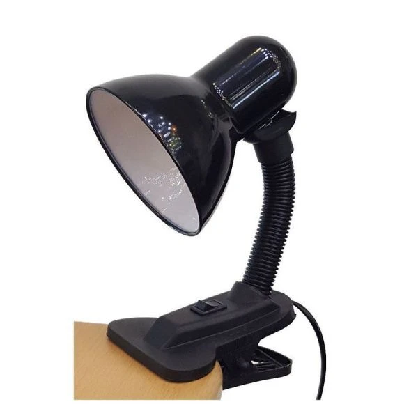 Лампа-прищепка с выключателем металл/пластик UT-123С черная 40Вт Е27, шнур 1,5м (70)