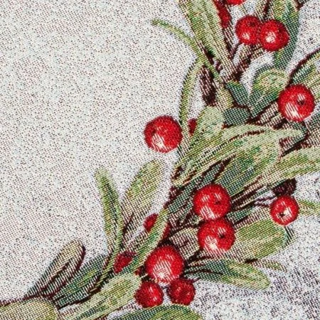 Салфетка новогодняя 45см гобелен НОВОГОДНИЕ ЯГОДЫ серо-голубой фон