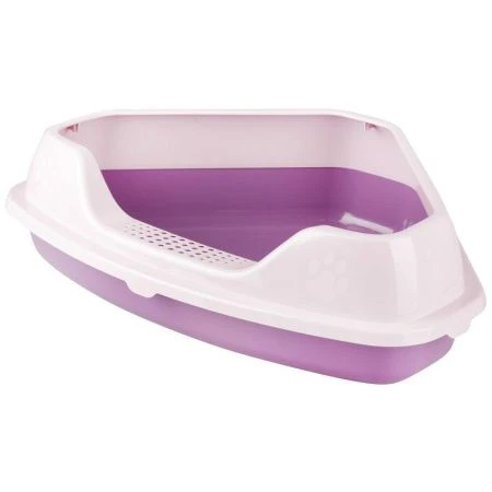 Туалет для кошек угловой 555*415*150мм пластик Феликс фиолетовый/розовый (12)