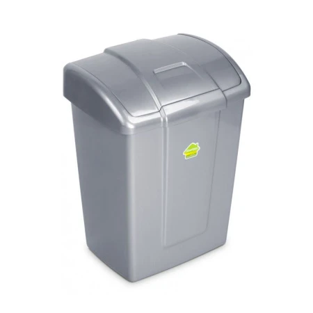 Контейнер для мусора 19л пластик ФОРТЕ серебристый с подвижной крышкой (6) Контейнер для мусора 19л пластик ФОРТЕ серебристый с подвижной крышкой (6)