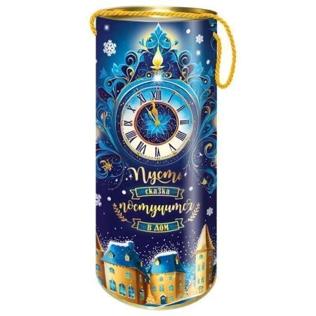 Коробка туба картонная 12*34,5см 1,5кг Новогодние Куранты (9)