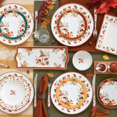 Блюдо 30*28см фарфор Autumn Breeze Гриб белое с коричневым кантом фигурное EL-R2144/AUBR (6)