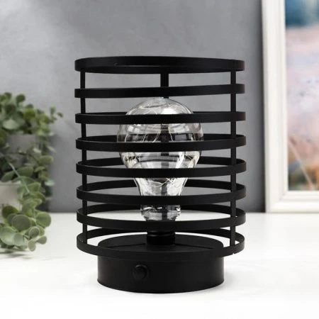 яяяНочник металл лофт 16453/1BK LED от батареек 3хАА черный 15,5*15,5*20см