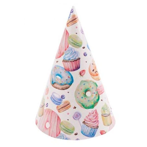 Колпак бумажный (набор 6шт. 16см) Пончики ФЛ-1166