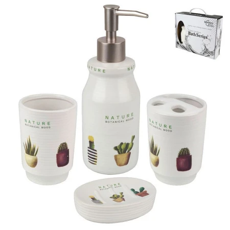 Набор для ванной комнаты керамика 4пр КАКТУСЫ JC-10695 (12)