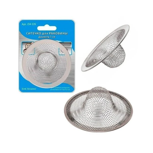 Ситечко в раковину 7см нерж.сталь сетка J34-126 (30/300) ВЫВОД