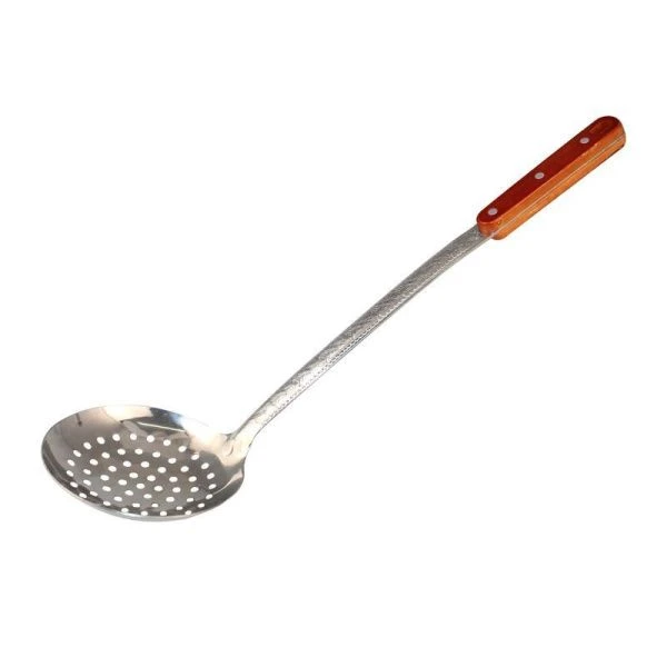 Шумовка 47см нерж.сталь глубокая с деревянной ручкой