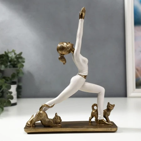 Статуэтка Девушка-йогиня в позе воина полистоун 25*18,7*6,4см бронза (8)