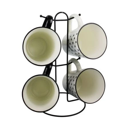 Кружки набор 4шт 380мл фарфор на мет.подставке (6) 202362