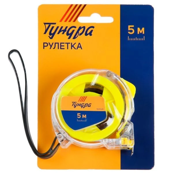 Рулетка металл/пластик 5м 19мм прозрачный корпус TUNDRA (1)