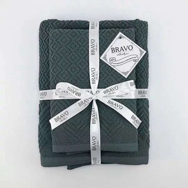 Набор полотенец махровых 2пр 50*70/70*120см Ромб серый 400гр м7792_11