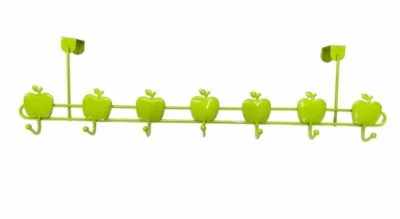 Вешалка на дверь 7 крючков с подвесом Яблоки металл 18*58*10см (зелёный перламутр) JC-1112 (60)