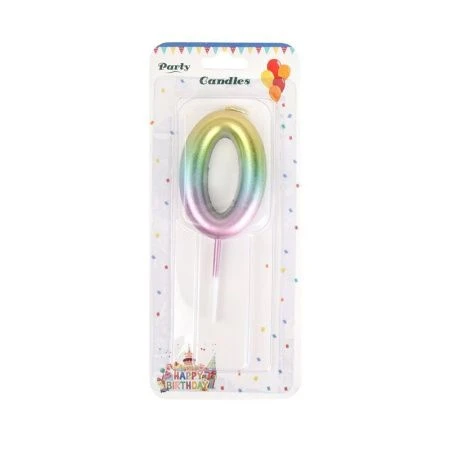 Свеча в торт парафин Цифра 0 градиент KL-5 (12/720)