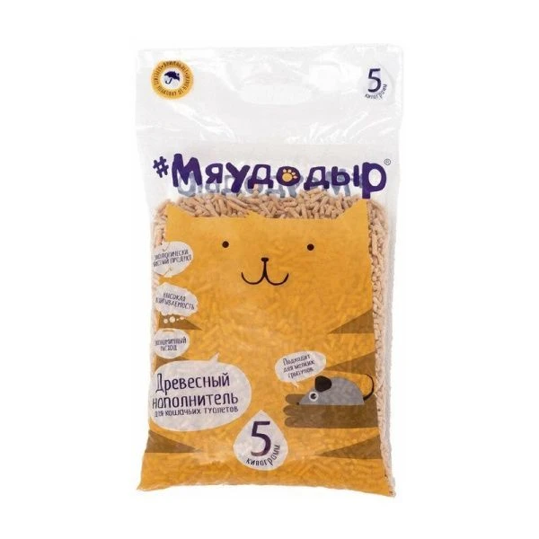 Наполнитель древесный для кошачьего туалета Мяудодыр 5кг (10,5л) (1)