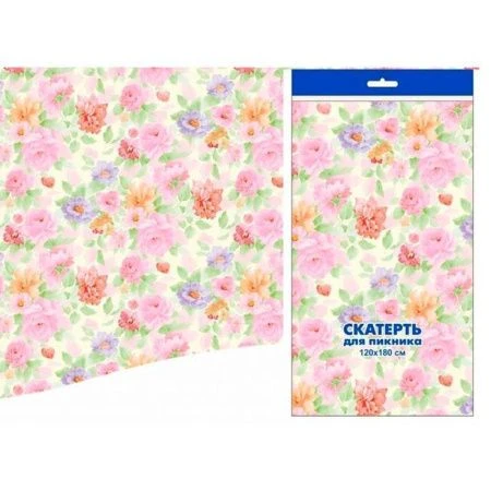 Скатерть одноразовая полиэтилен 120*180см Пастель инд.уп. (50)
