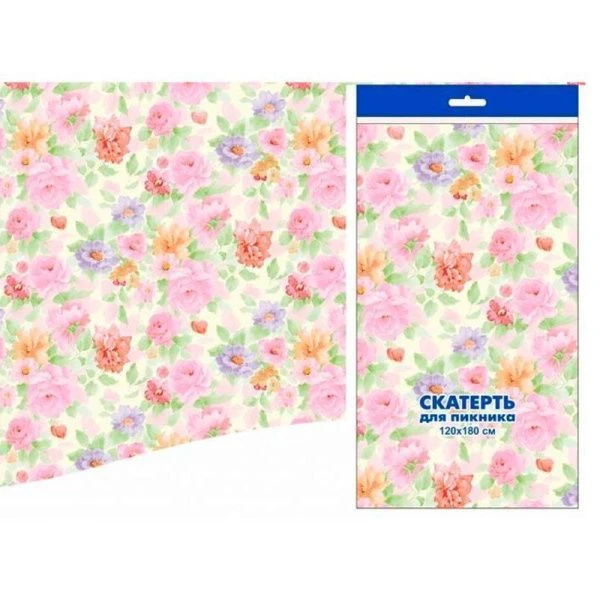 Скатерть одноразовая полиэтилен 120*180см Пастель инд.уп. (50)