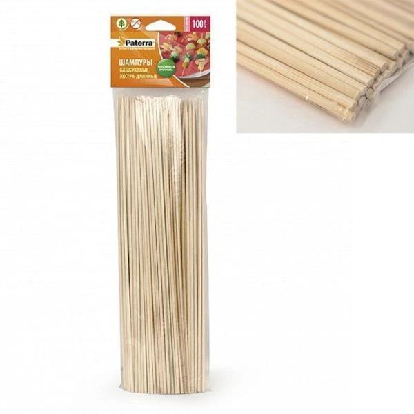 Шпажки для шашлыка 40см 100шт бамбук d3мм PATERRA (50)
