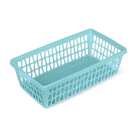 Корзина 25*14*7см пластик ВЕЛЕТТА бирюзовая прямоугольная С712БИР (38)