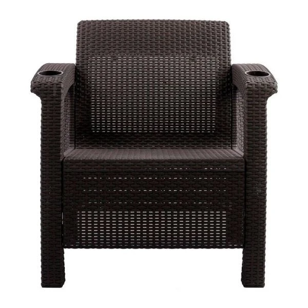 Кресло 73*70*79см пластик РОТАНГ-ПЛЮС мокко (1)