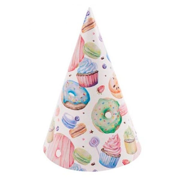 Колпак бумажный (набор 6шт. 16см) Пончики ФЛ-1166