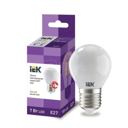 Лампа стекло LED G45 шар матов. 7Вт 230В 4000К E27 серия 360° IEK