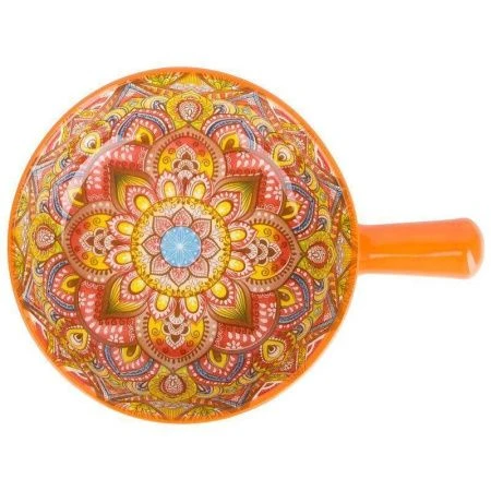 Кокотница с ручкой 20,3*15,3*5,5см фарфор Arabesque оранжевый подар.уп. (12)