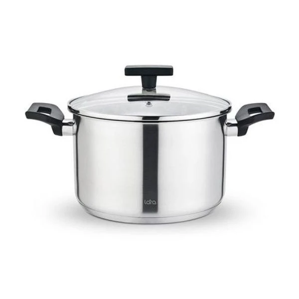 Кастрюля 6,5л нерж.сталь ВЕСТА стекл.крышка 24см h14,5см индукц.капс.дно LR02-250 (4)