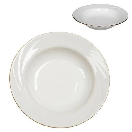 Тарелка глубокая 20см фарфор БЕЛЬЕ с золотой отводкой Голубка (20)