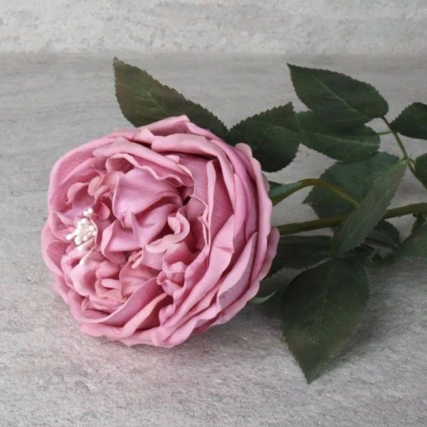 Цветы искусственные Пионовидная роза нежно сиреневая 59см силикон GR-005 (12/144)