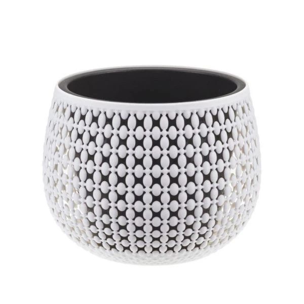 Кашпо 1,5л d175мм пластик ПИРУЛА Белый с вставкой (5)