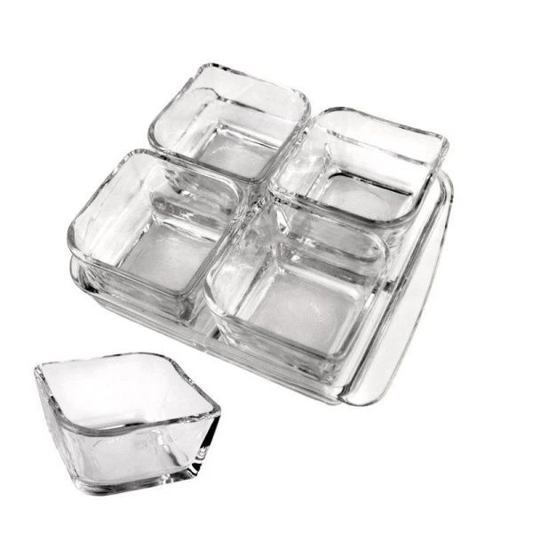 Менажница 4 секции 16*14*4,5см 100мл*4шт стекло Baroque подар.уп. PD1312GCL (12)