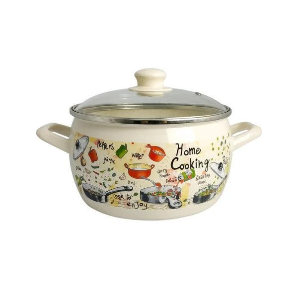 Кастрюля 5,7л эмаль ГУРМАН эксклюзив со стекл.крышкой 22см 3138 (4)