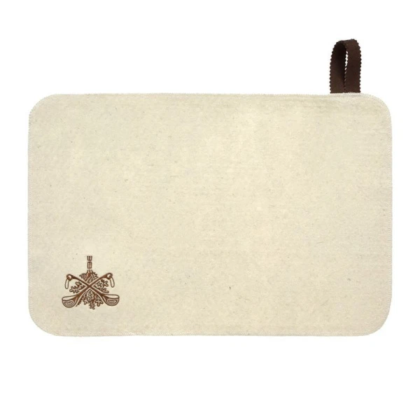 Коврик для сауны белый с вышитым логотипом 50*33см войлок (20)