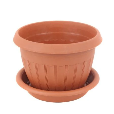 Кашпо 800мл пластик АФРОДИТА №1 коричневый с поддоном (96)