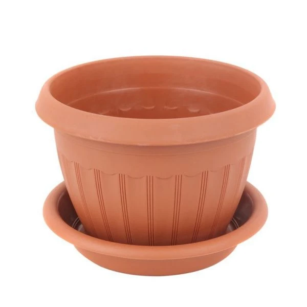 Кашпо 800мл пластик АФРОДИТА №1 коричневый с поддоном (96)