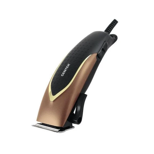 Машинка для стрижки пластик Centek CT-2126 черный/золото 7Вт, 4 насадки, шнур 2,4м (12)