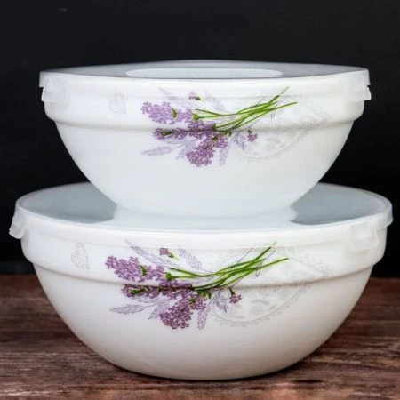 Набор салатников 2пр стеклокерамика ЛАВАНДА с крышкой SW2A (7131) (18)