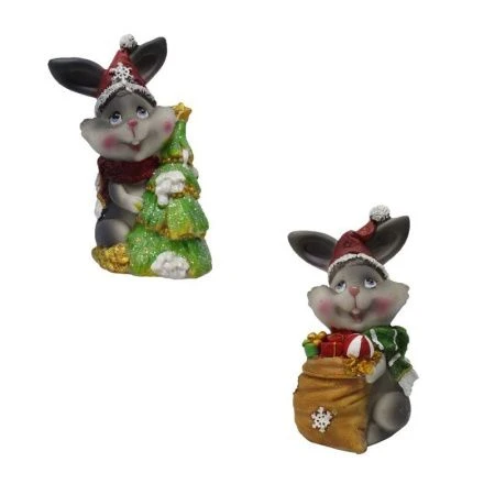 Копилка Кролик / Заяц Веселый Санта полистоун 13см 2 вида