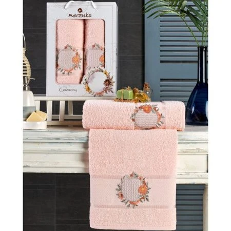 Набор полотенец махровые 2пр 50*90/70*140см MERZUKA CEREMONY пудра 380гр подар.уп. Набор полотенец махровые 2пр 50*90/70*140см MERZUKA CEREMONY пудра 380гр подар.уп.
