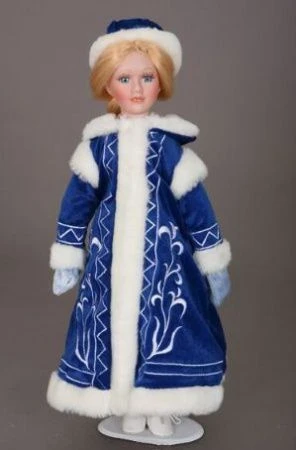 Фигурка новогодняя Снегурочка Н40см керам. в синем на подставке в русс.кор. (12) ST16122